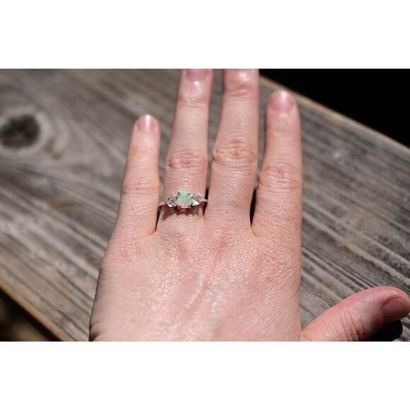 Opal Ring, Unique Engagement Ring size 8 - Picture 2 of 8